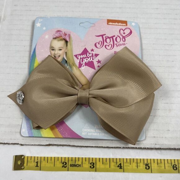 Nickelodeon JoJo Siwa Girls Signature Collection Basic Hair Bow Clip Taupe Tan - Picture 6 of 6